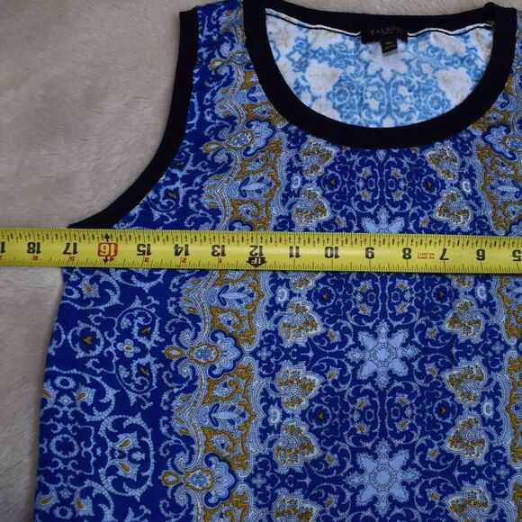 Talbots Sleeveless Sweater Pullover Size M Petite Blue Boho Paisley Vest - Picture 4 of 15